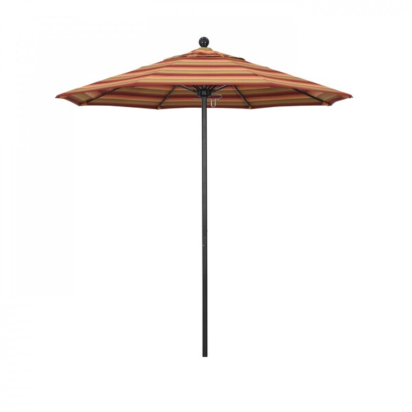 California Umbrella 7.5' Black Aluminum Market Patio Umbrella, Sunbrella Astoria Sunset 194061334584 - main